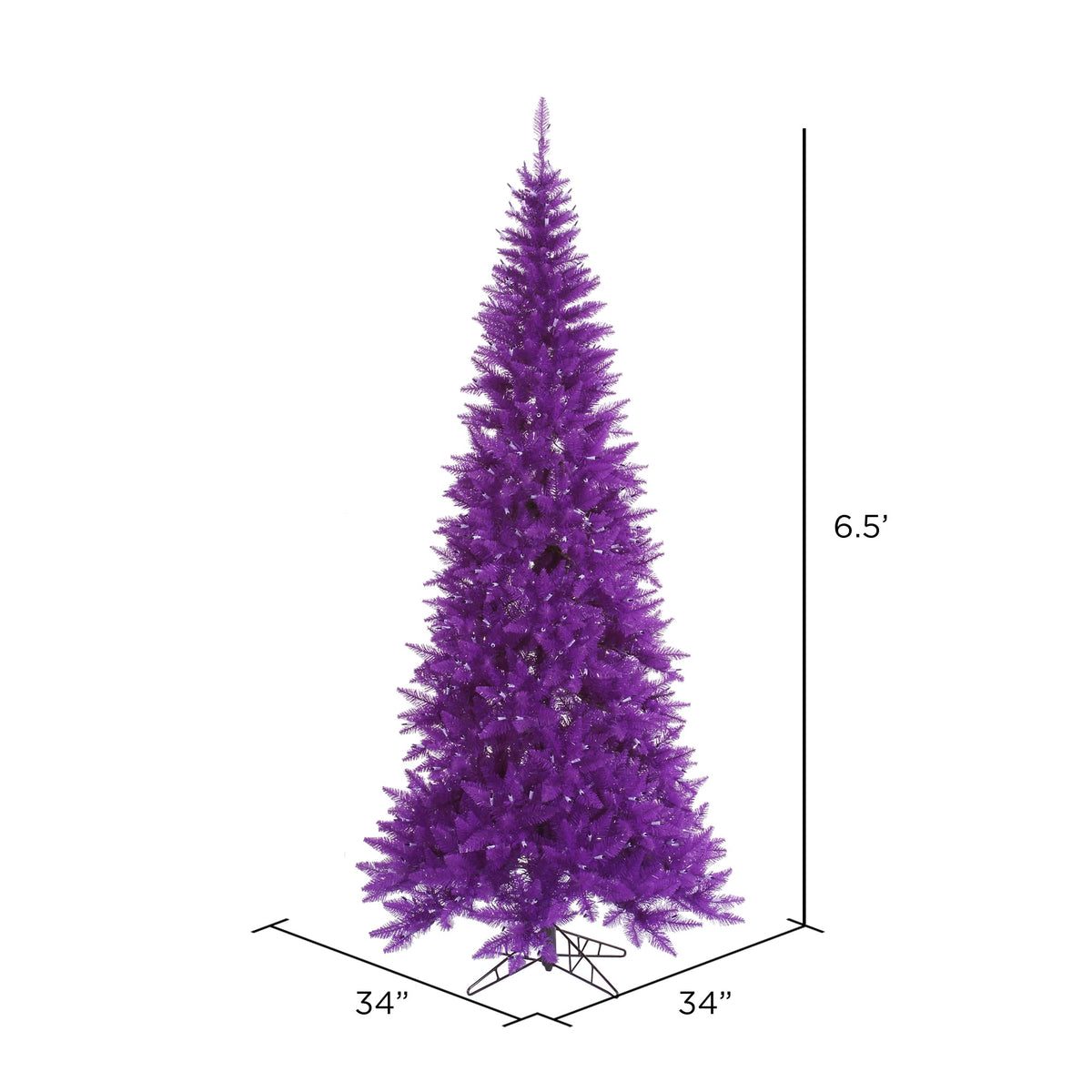 Vickerman 6.5' Purple Fir Slim Artificial Christmas Tree, Unlit - Faux Fir Christmas Tree - Seasonal Indoor Home Decor