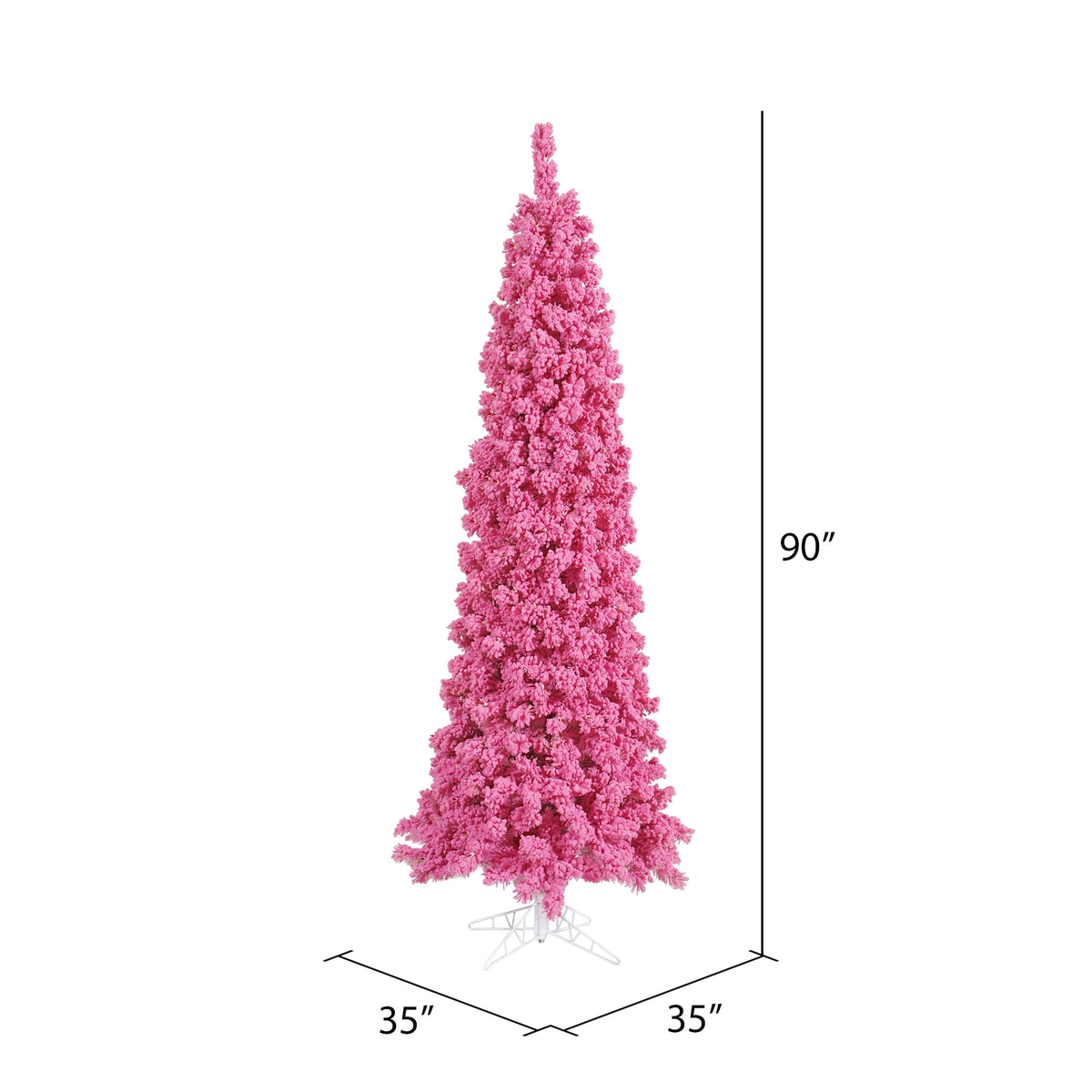 Vickerman 7.5' Unlit Flocked Pink Pencil Fir Artificial Christmas Tree