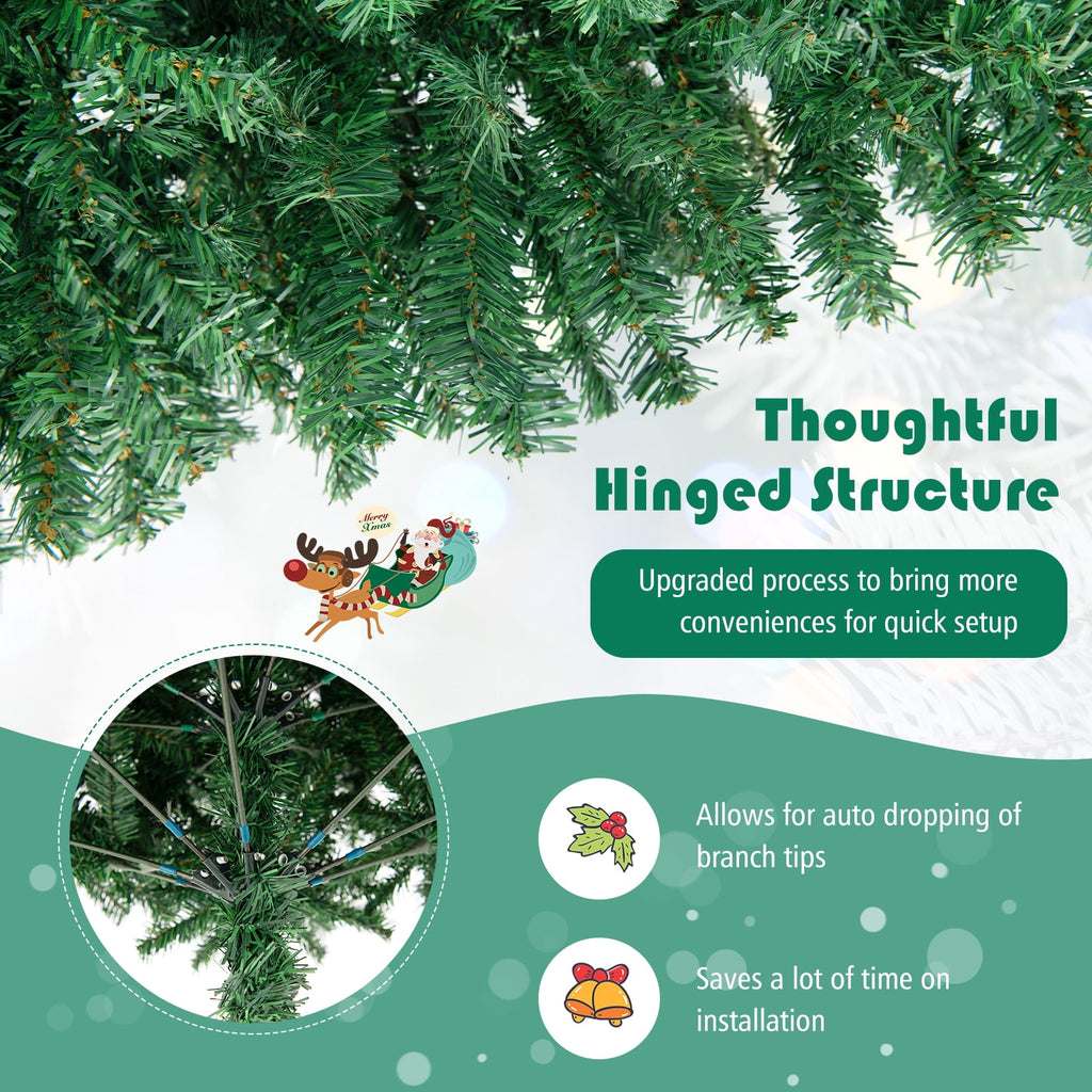 Costway 7.5FT PVC Christmas Tree 1346 Tips Hinged Solid Metal Leg