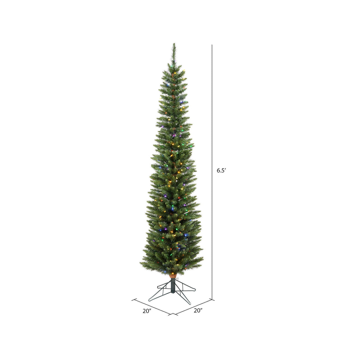 Vickerman 6.5' Durham Pole Pine Artificial Christmas Tree, Multi-Colored LED Dura-lit Lights