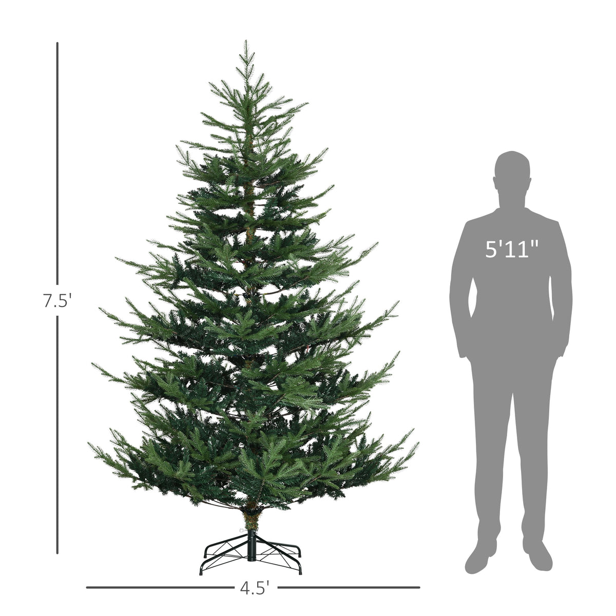 HOMCOM Artificial Christmas Tree Holiday Xmas Tree with Pine Shape