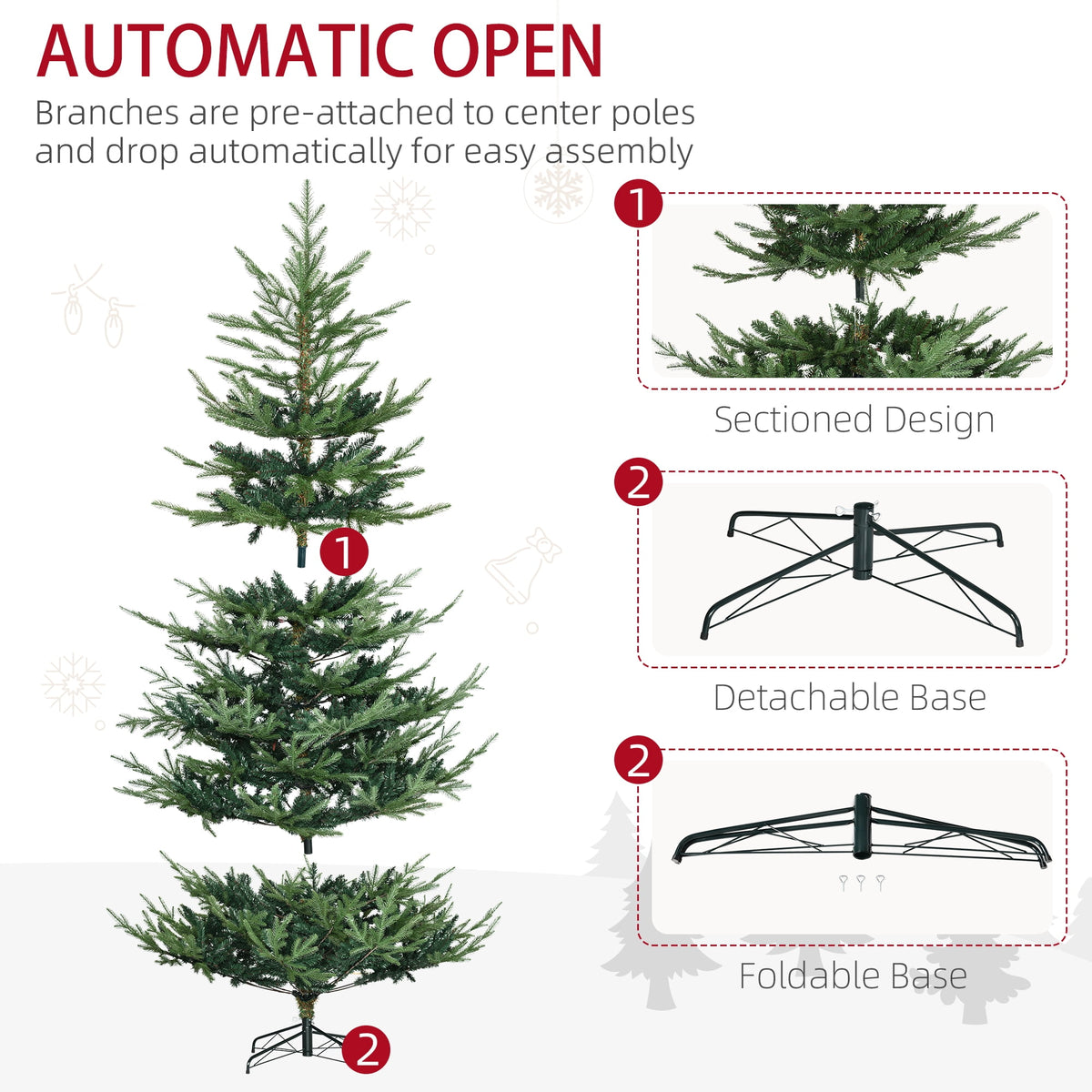HOMCOM Artificial Christmas Tree Holiday Xmas Tree with Pine Shape