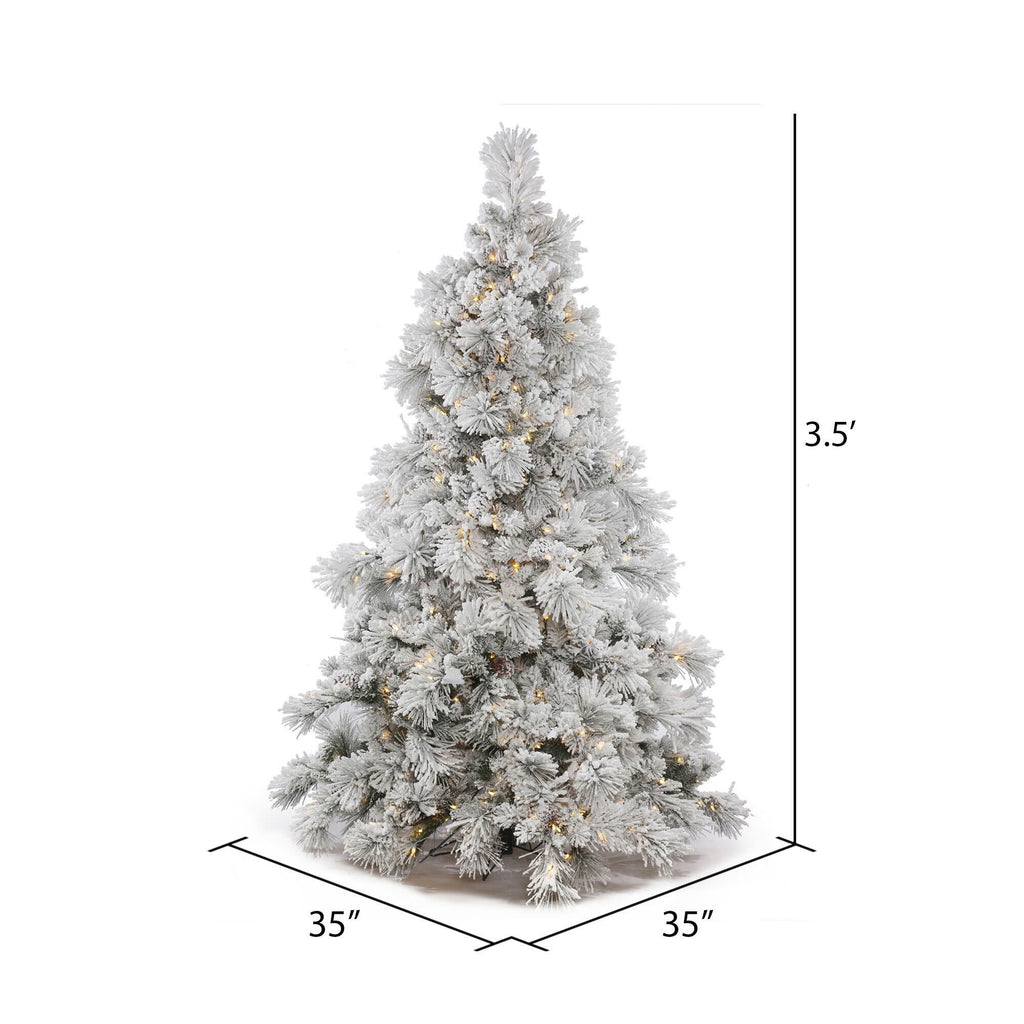 Vickerman 3.5' Flocked Alberta Artificial Christmas Tree, Warm White LED Lights