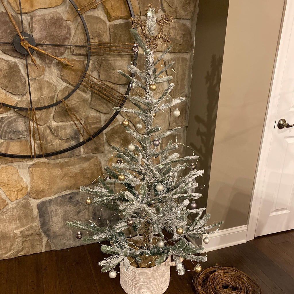 Northlight Real Touch™ Slim Flocked Nordmann Fir Artificial Christmas Tree- 4.5' - Unlit