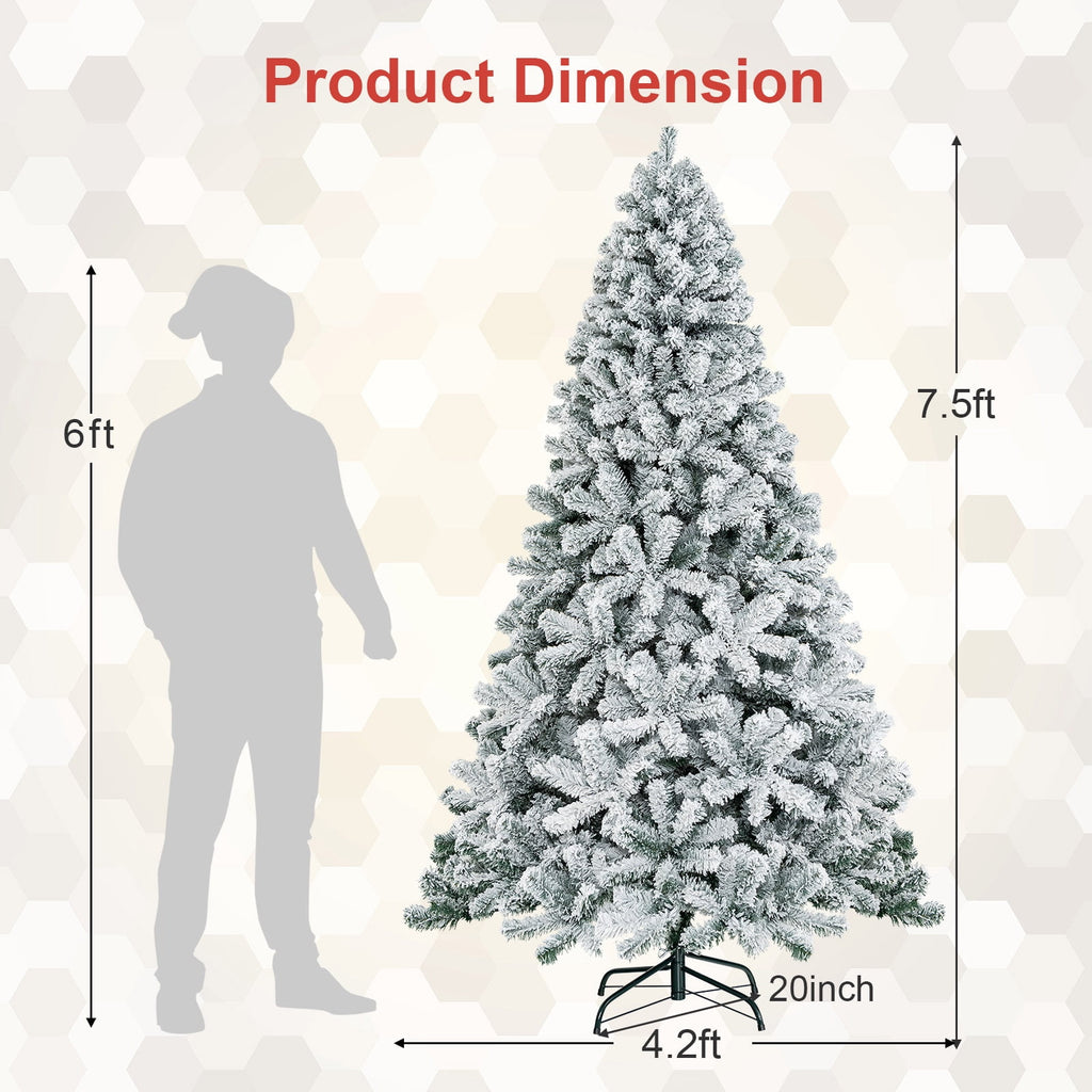 Gymax 9ft Snow Flocked Hinged Artificial Christmas Tree Unlit Holiday Decor