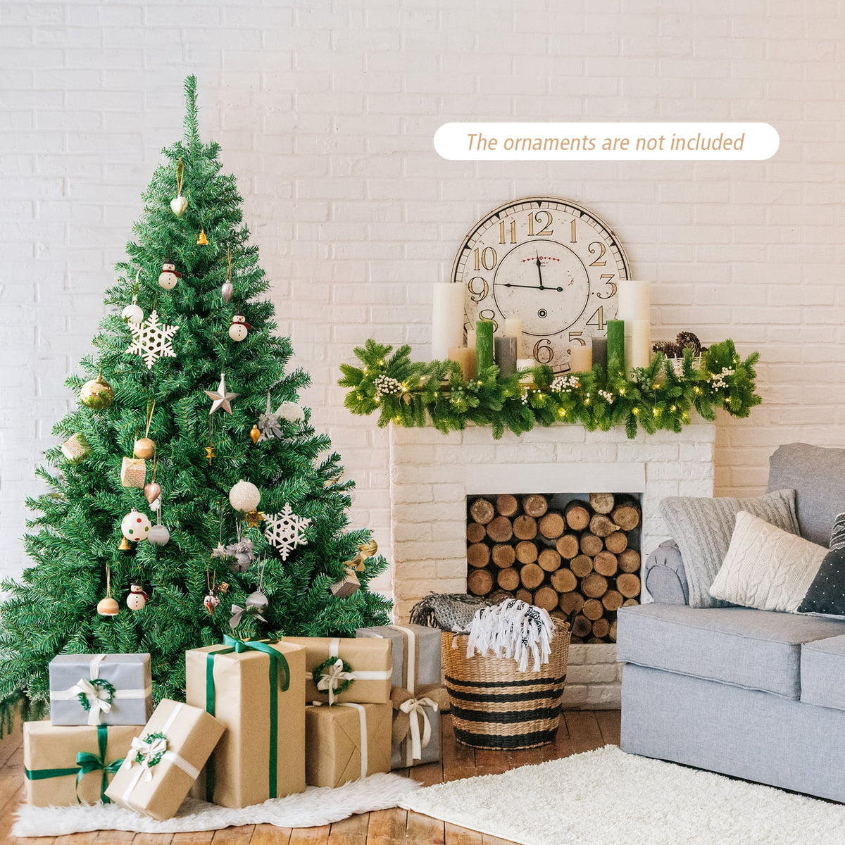 Costway 7.5FT PVC Christmas Tree 1346 Tips Hinged Solid Metal Leg
