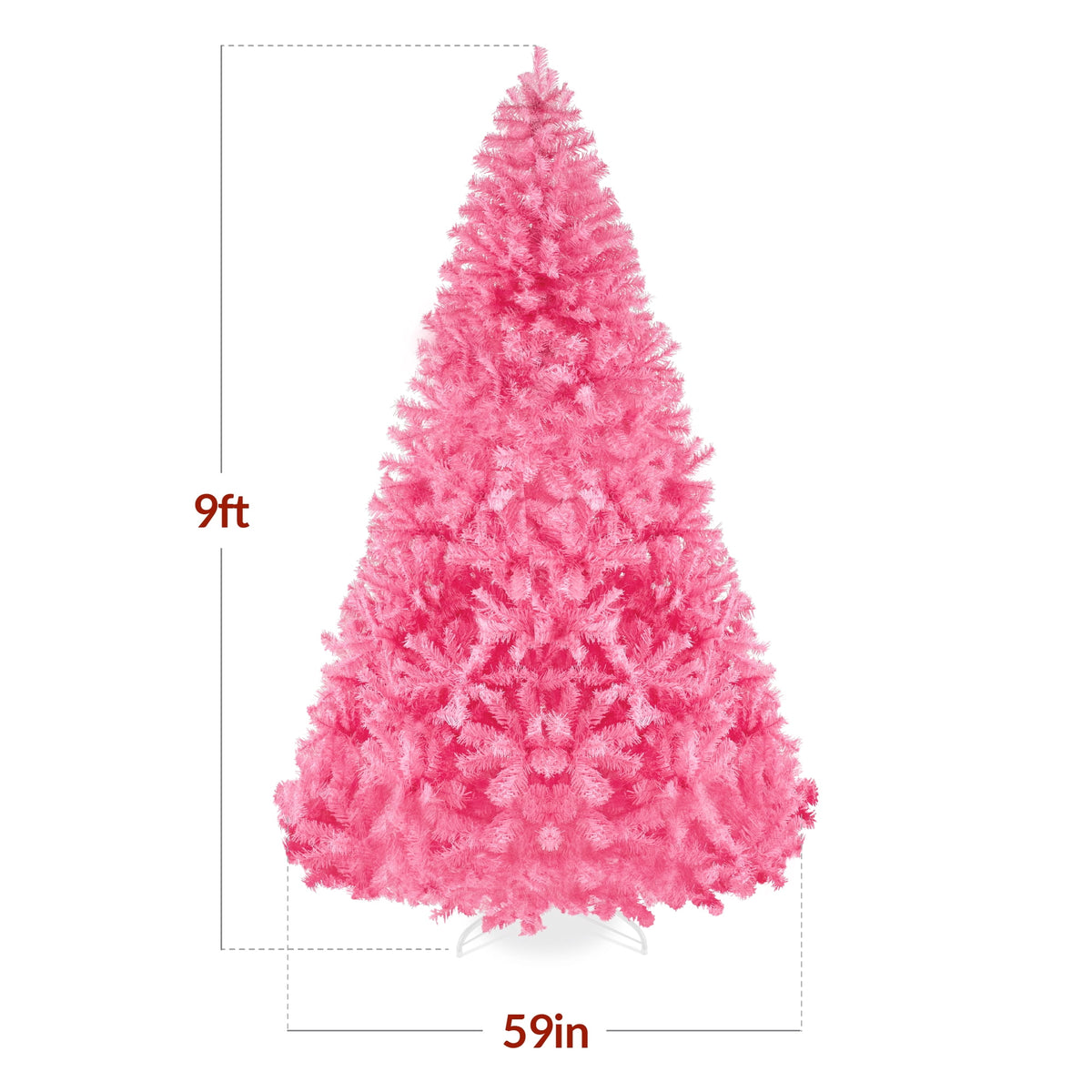 Best Choice Products Artificial Christmas Tree, 9ft Premium Unlit Pine Design, Dense Branches w/Easy Assembly - Pink