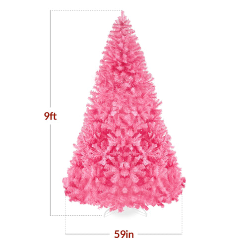 Best Choice Products Artificial Christmas Tree, 9ft Premium Unlit Pine Design, Dense Branches w/Easy Assembly - Pink
