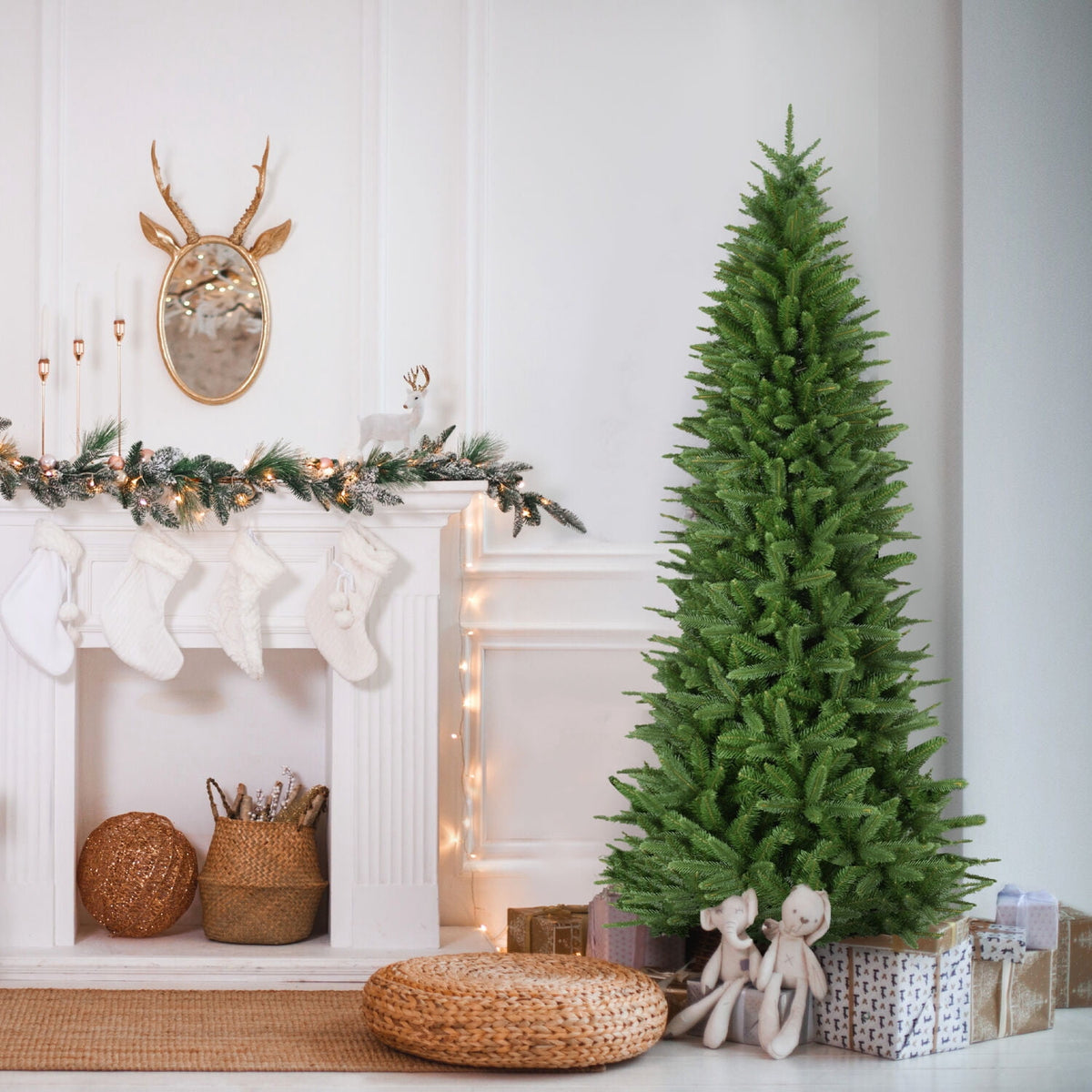 Fraser Hill Farm 7.5 ft. Winter Falls Slim Christmas Tree, FFWF075-0GR