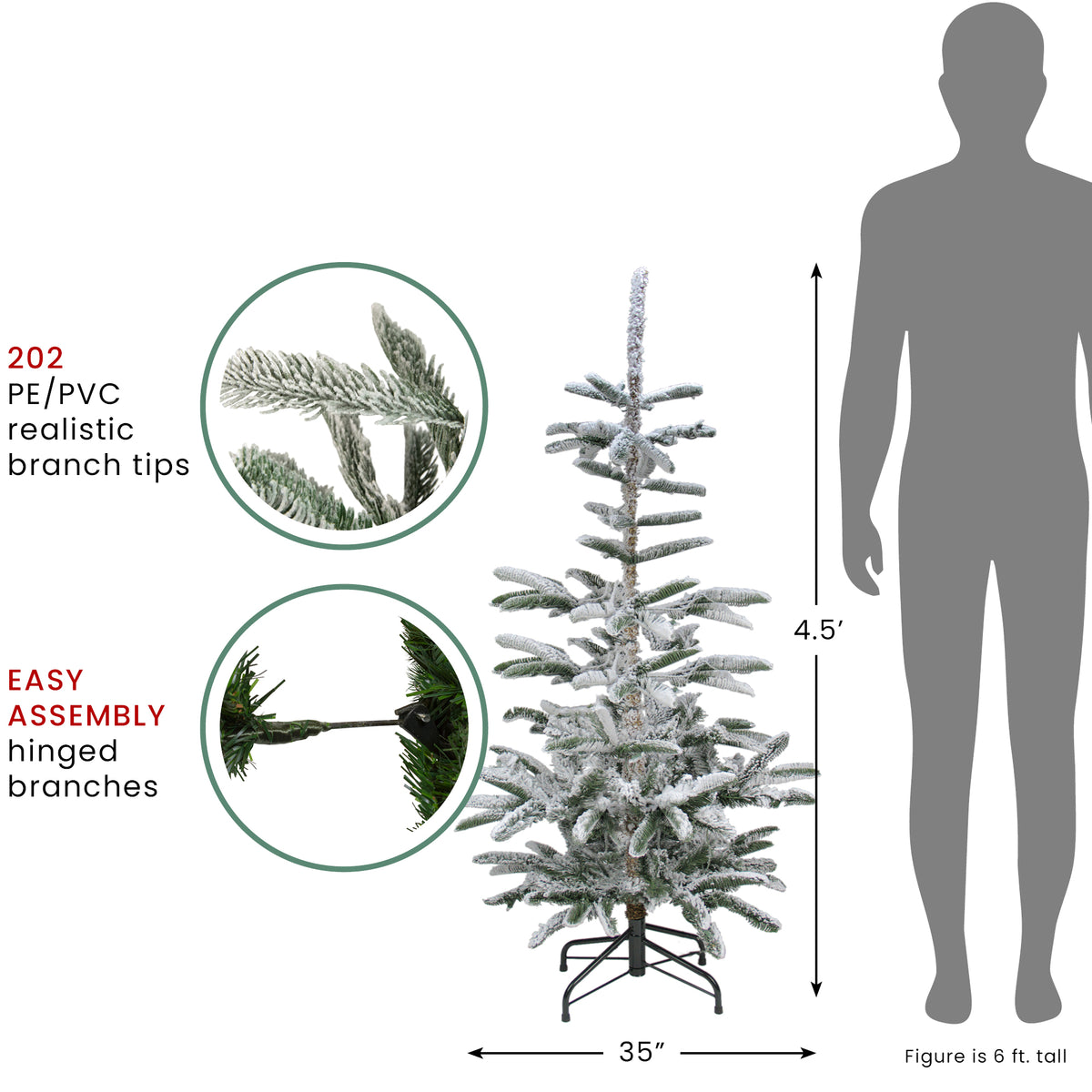 4.5' Flocked Noble Fir Artificial Christmas Tree - Unlit