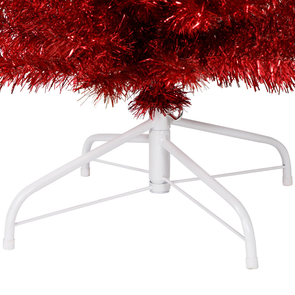 Northlight 6' Unlit Artificial Christmas Tree Pencil Red Tinsel