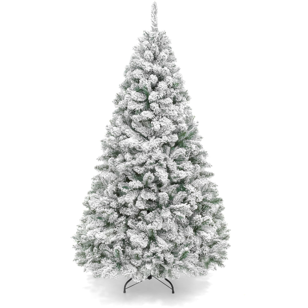 Best Choice Products Artificial Flocked Christmas Tree, 6ft Premium Unlit Pine Holiday Decor w/Metal Stand Green