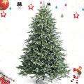 Gymax Green Hinged Full Hinged Artificial Christmas Tree, with Metal Stand 7'