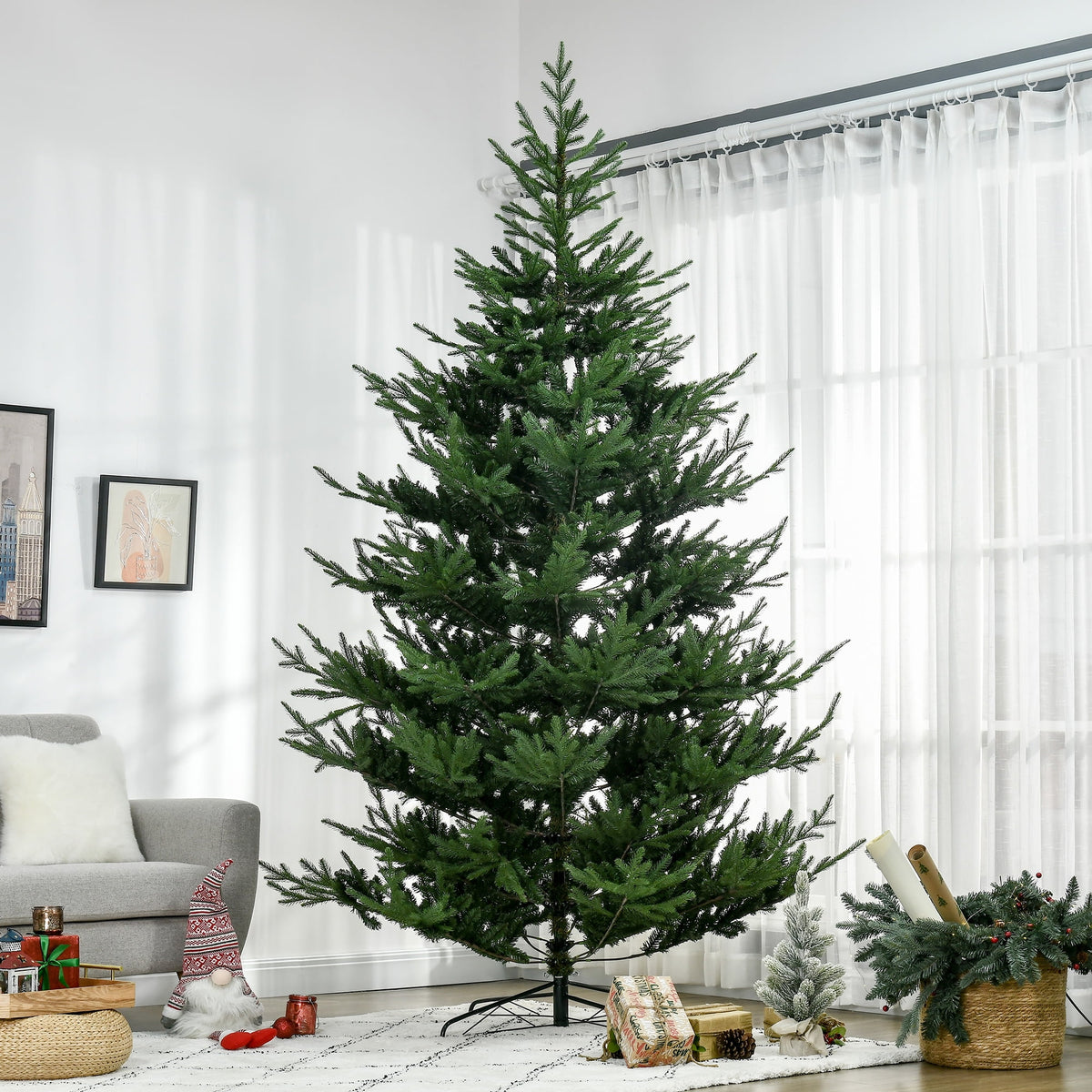 HOMCOM Artificial Christmas Tree Holiday Xmas Tree with Pine Shape