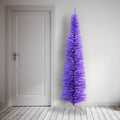7.5 ft. Artificial Slim Christmas Tree, Lavender Purple Matte, Tinsel, Includes Stand