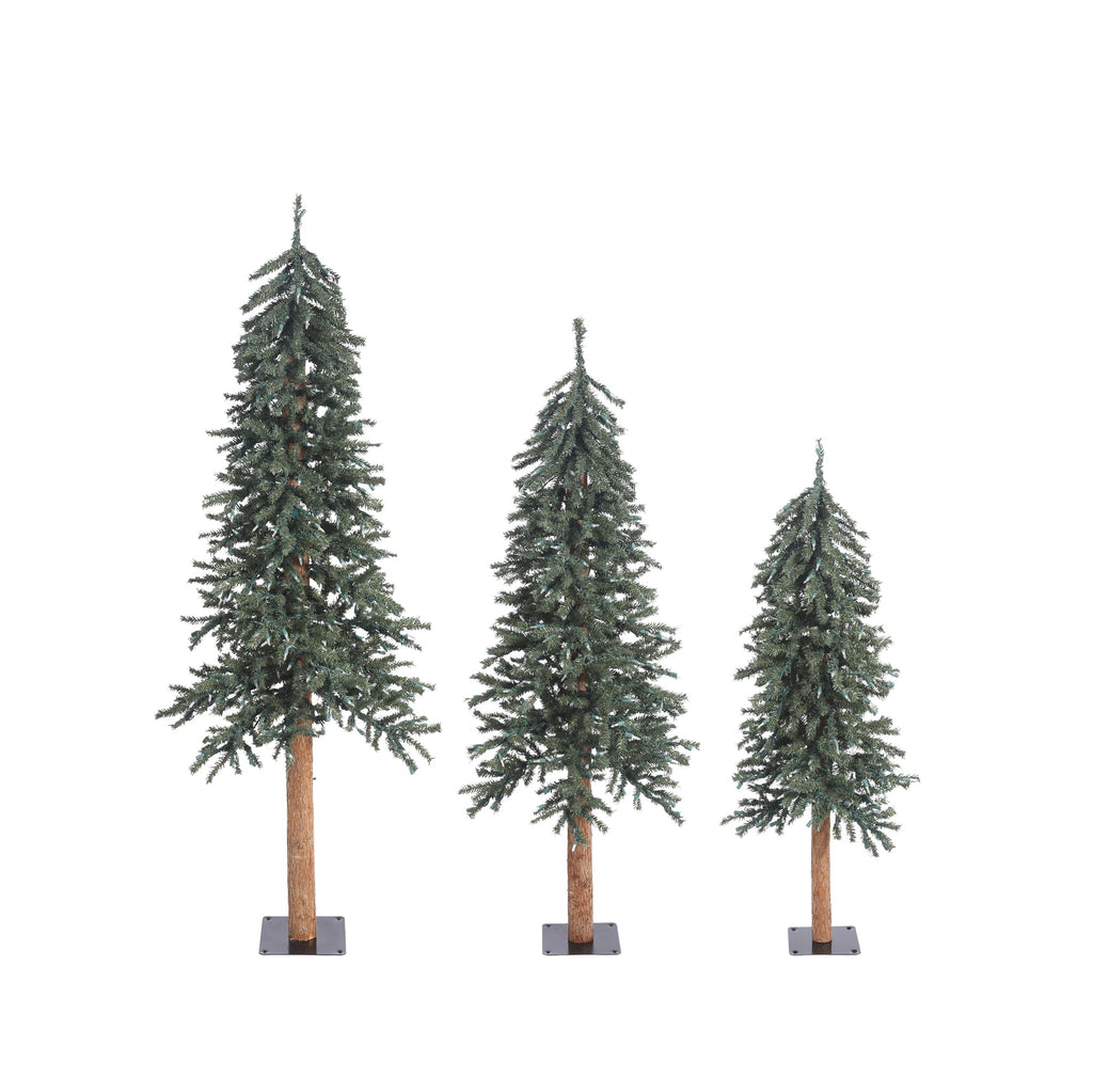 Vickerman 4' 5' 6' Natural Bark Alpine Artificial Christmas Tree Set, Unlit