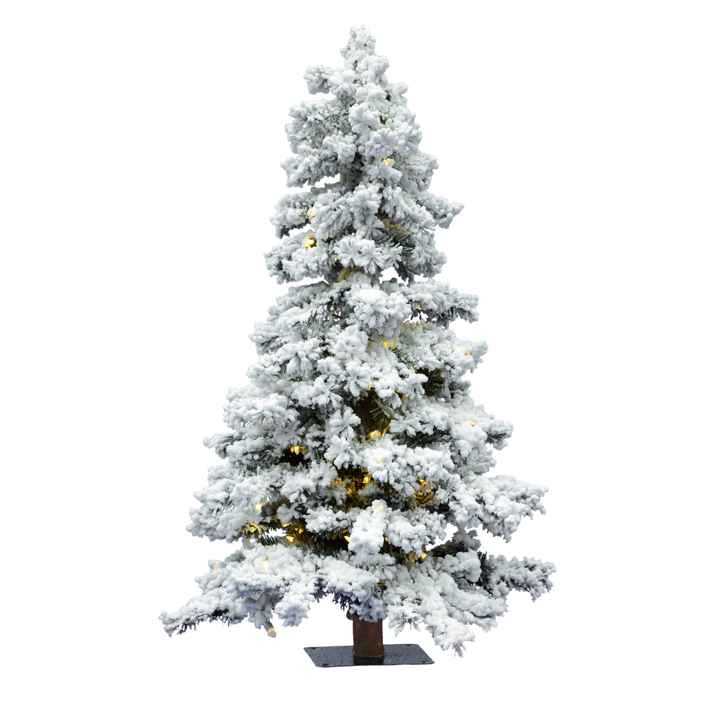 Vickerman 5' Flocked Spruce Artificial Christmas Tree, Warm White Single Mold LED Lights
