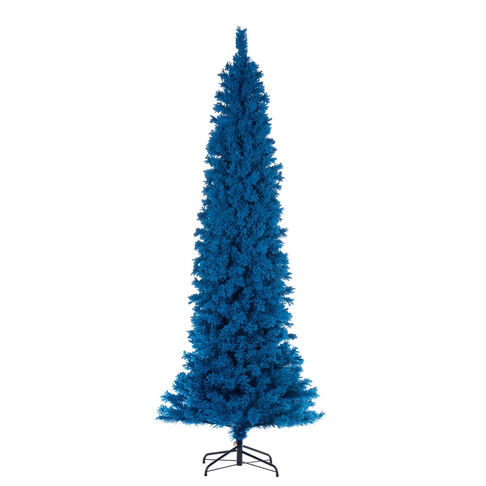 Vickerman 6.5' x 27" Flocked Turquoise Fir Artificial Unlit Pencil Christmas Tree.