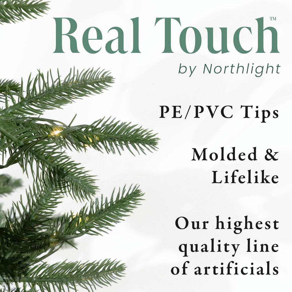 Northlight Real Touch™ Slim Flocked Nordmann Fir Artificial Christmas Tree- 4.5' - Unlit