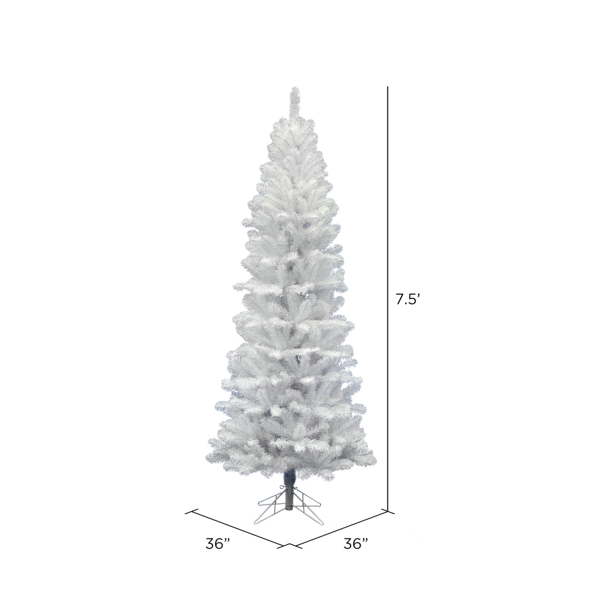 Vickerman 7.5' White Salem Pencil Pine Artificial Christmas Tree, Unlit