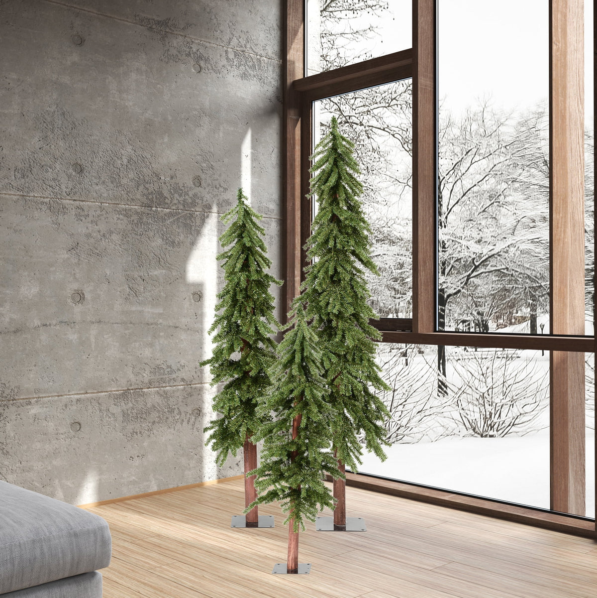 Vickerman 4' 5' 6' Natural Alpine Artificial Christmas Tree Set, Unlit