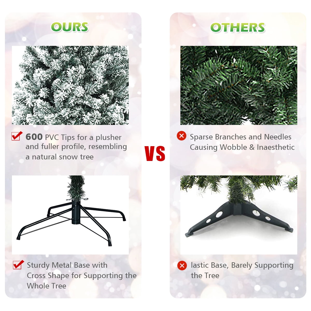 Gymax 9ft Snow Flocked Hinged Artificial Christmas Tree Unlit Holiday Decor