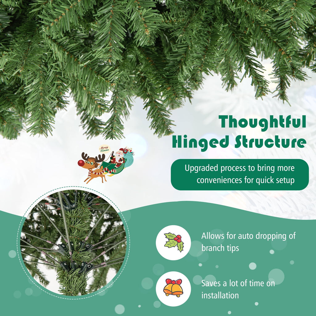 Costway 7.5FT PVC Christmas Tree 1346 Tips Hinged Solid Metal Leg
