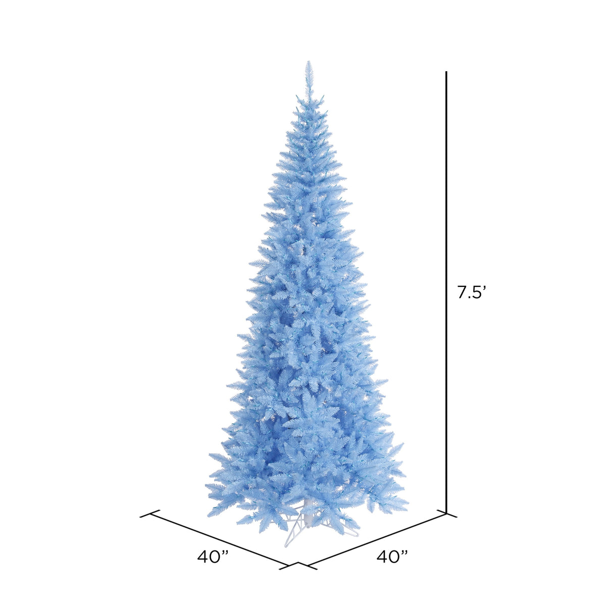 Vickerman 7.5' Sky Blue Fir Slim Artificial Christmas Tree, Unlit