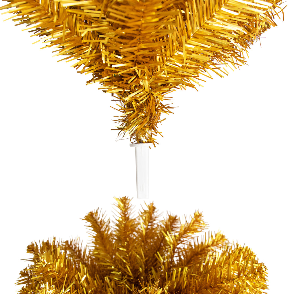 Northlight Pencil Gold Tinsel Artificial Christmas Tree - 6' - Unlit