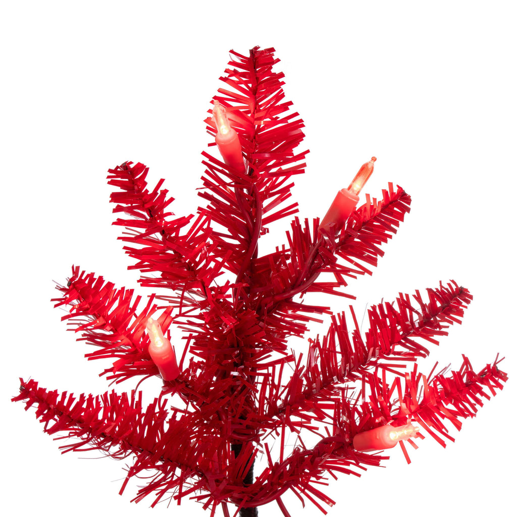 Vickerman 3' Red Fir Artificial Christmas Tree, Red Dura-lit LED Lights