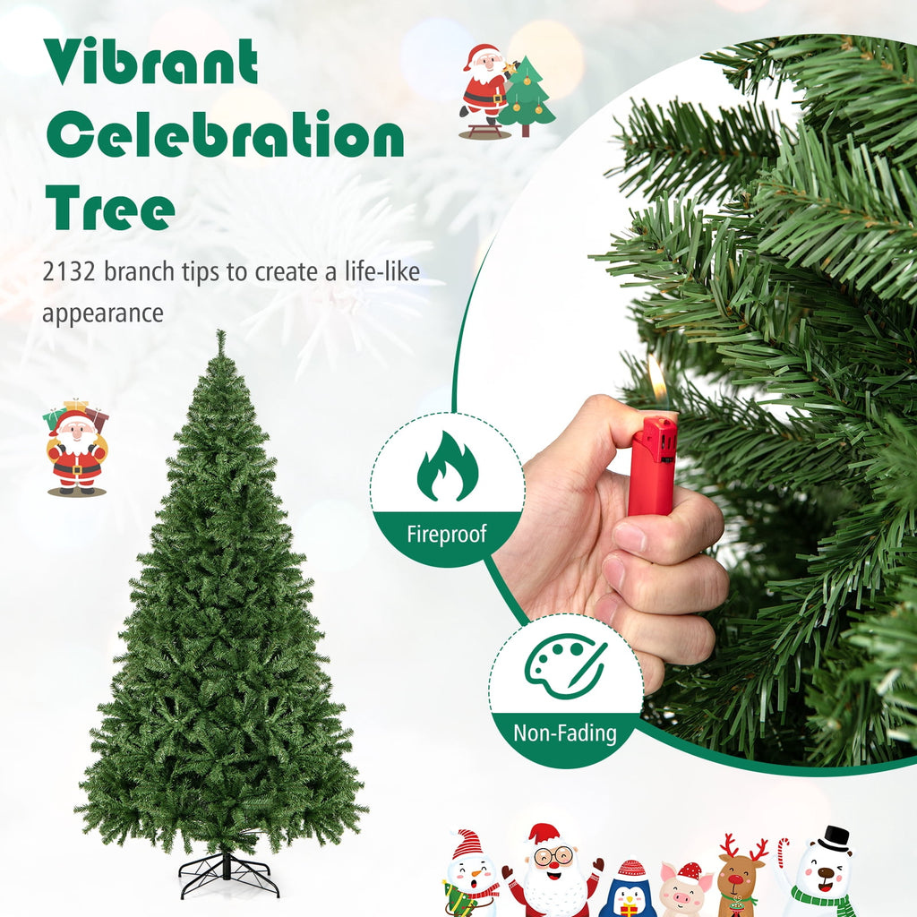 Costway 7.5FT PVC Christmas Tree 1346 Tips Hinged Solid Metal Leg
